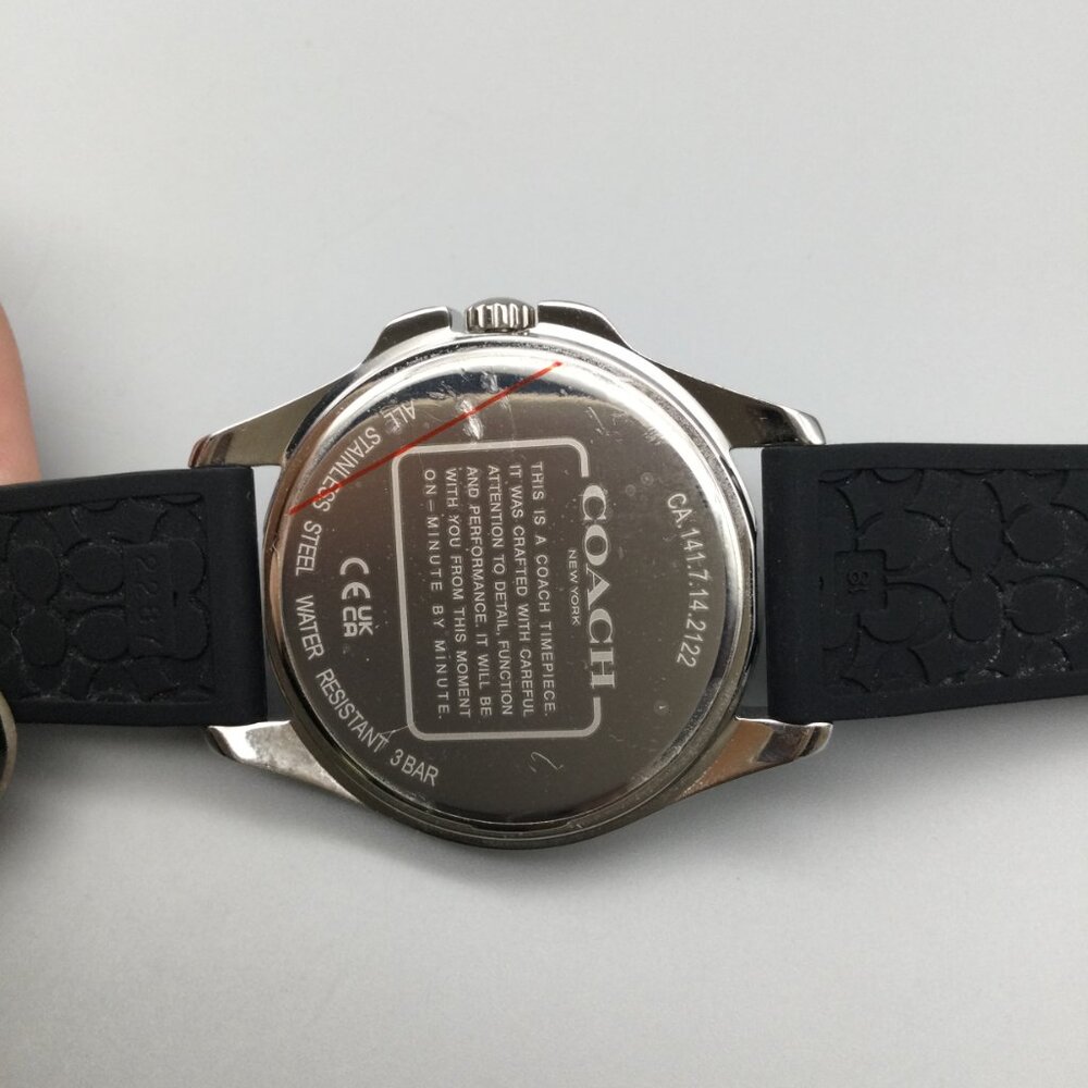 Coach Libby Watch Women 36mm Silver Tone Black Silicone Band 30M - Picture 12 of 15